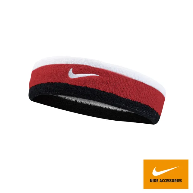 【NIKE 耐吉】運動頭帶 慢跑 NIKE SWOOSH 頭帶 紅白黑 N0001544118OS