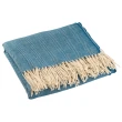 【愛爾蘭 Galway】多功能 保暖流蘇毛毯／披毯  藍白條紋(150x190cm)(聖誕禮物 交換禮物)