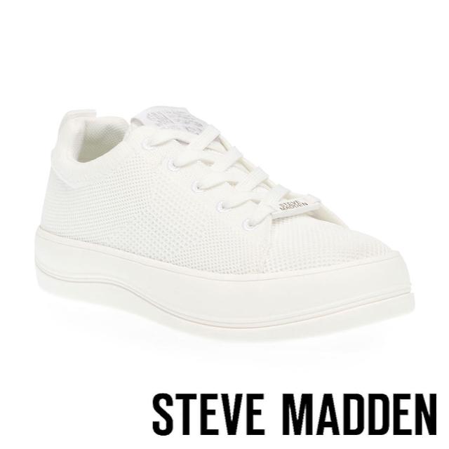 【steve madden】RENEW-E 透氣面料厚底休閒鞋(白色)