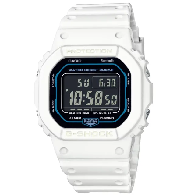 CASIO 卡西歐】G-SHOCK 藍牙經典方形/42mm/白(DW-B5600SF-7) - momo