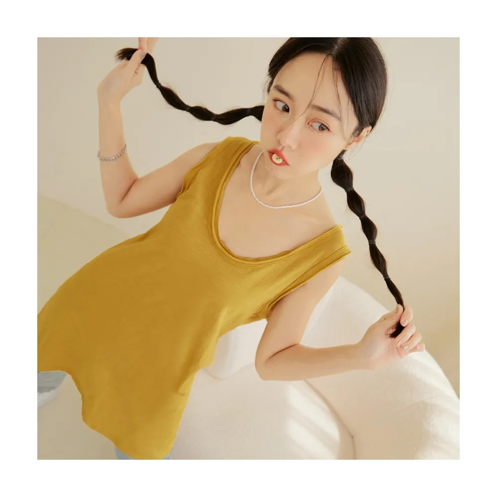 【OB 嚴選】純棉素色不收邊無袖長版上衣 《AB18845》