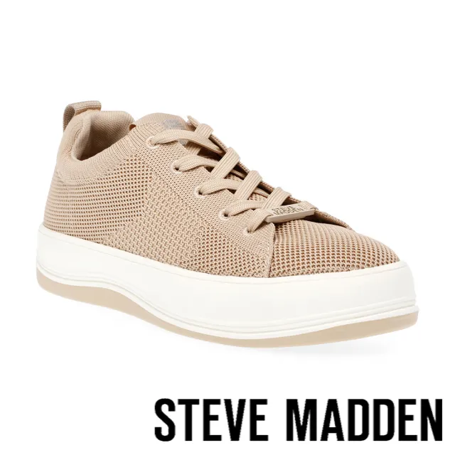 【steve madden】RENEW-E 透氣面料厚底休閒鞋(米杏色)