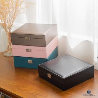 【Porabella】新款大容量皮革首飾盒 珠寶盒旅行旅遊 絨布飾品盒 飾品戒指項鍊耳環耳夾收納