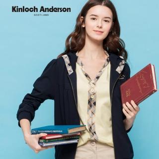 【Kinloch Anderson】時尚領活褶配格紋門襟連袖上衣 金安德森女裝 KA078102233(黃)