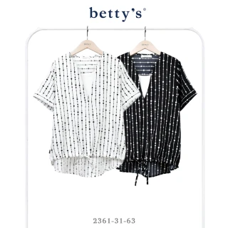 【betty’s 貝蒂思】假兩件串珠印花下擺綁帶雪紡上衣(共二色)