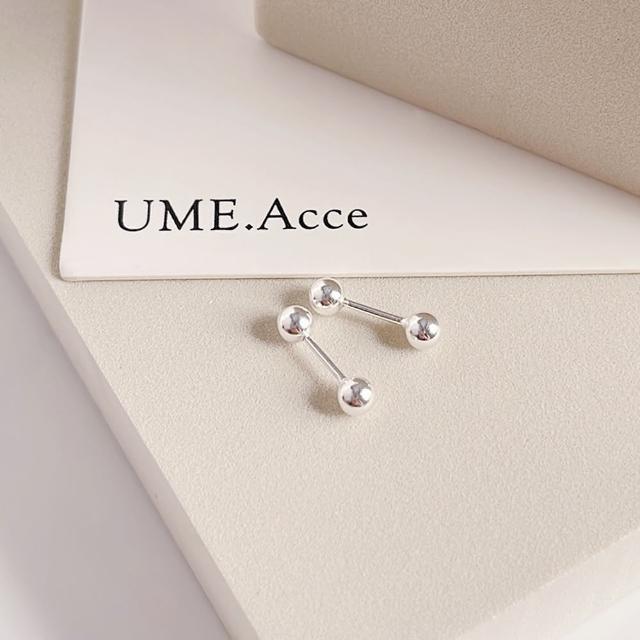 【UME.Acce】S999純銀雙圓球轉珠耳環/一對售(S999純銀 純銀 純銀耳環 耳骨釘 圓球耳環 轉珠耳環 通體純銀)