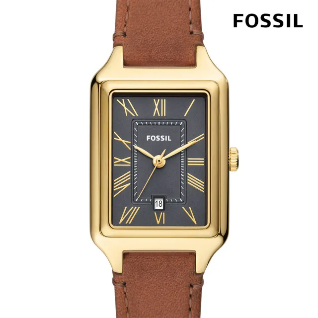 【FOSSIL 官方旗艦館】Raquel 復古歲月羅馬數字女錶 棕色皮革錶帶 手錶 23MM ES5303