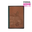 【FOSSIL 官方旗艦館】Journee 美式復古露營車壓印真皮卡夾-棕色 SML1869210