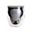 【陶瓷藍】熊貓 企鵝 耐熱雙層玻璃杯 200ml(平輸品)