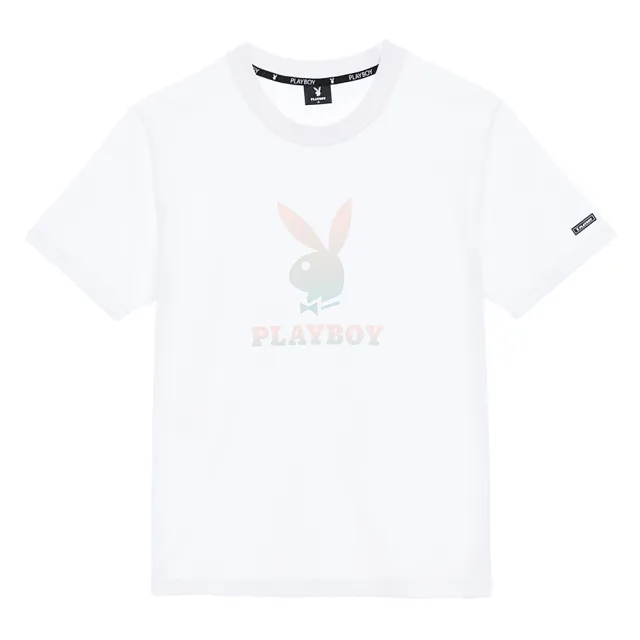 【PLAYBOY】漸層彩箔印上衣(白色)