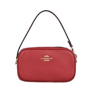【COACH】COACH Jamie立體金字LOGO牛皮拉鍊手拿包(迷你/紅)