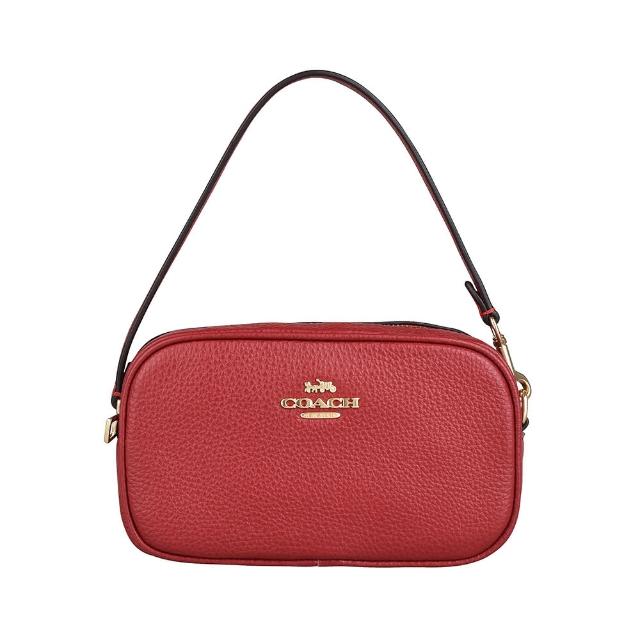 【COACH】COACH Jamie立體金字LOGO牛皮拉鍊手拿包(迷你/紅)