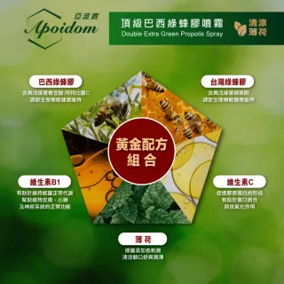 Apoidom亞波盾 頂級巴西綠蜂膠噴霧6入組-20ml/瓶(含頂級成分阿特比靈C 4mg/ml)