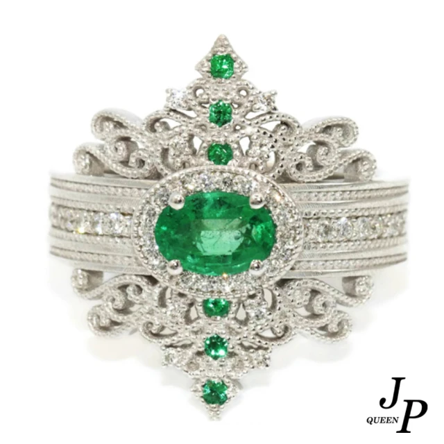 【Jpqueen】羅馬宮廷皇冠閃耀鋯石戒指(綠色)