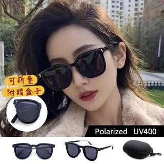 【SUNS】時尚折疊墨鏡 Polarized偏光墨鏡 經典黑 輕量彈簧腳 大框顯小臉(輕量/防眩光/遮陽/抗UV400)
