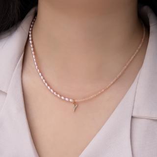 【Olivia Yao Jewellery】浪漫天然太陽石粉珍珠項鍊(Relationship Collection/聖誕/送禮)