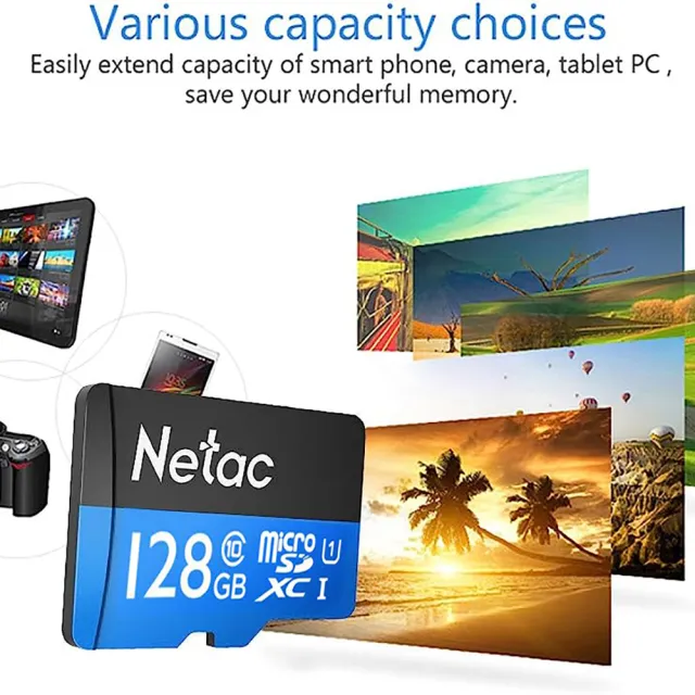 【Netac  台灣公司貨】128GB P500 MicroSDXC C10 U1 記憶卡(最高讀速90MB/s  原廠5年保固)