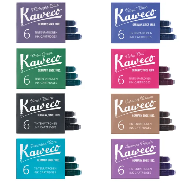 【KAWECO】卡式墨水管 八色可選 五卡盒共30支入(卡水 一卡盒6入)