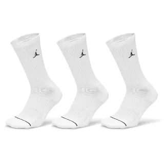 【NIKE 耐吉】襪子 Jordan Everyday 白 長襪 刺繡 三雙入 喬丹 飛人(DX9632-100)