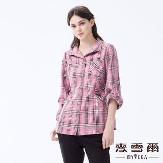 【MYVEGA 麥雪爾】經典格紋口袋襯衫-粉