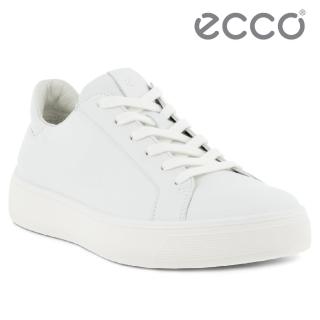 【ecco】STREET TRAY W 街頭趣闖皮革休閒鞋 女鞋(白色 29114301007)