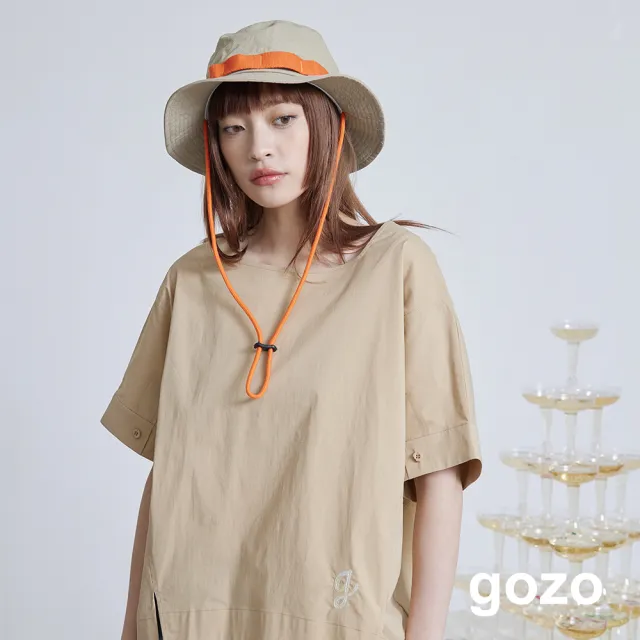【gozo】g繩股繡花方領寬版上衣(兩色)