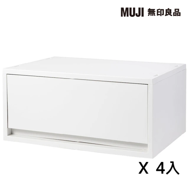 【MUJI 無印良品】●PP資料盒/橫式/深型/白灰(4入組)