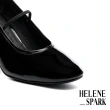 【HELENE_SPARK】率性優雅瑪莉珍軟漆牛皮方頭高跟鞋(黑)