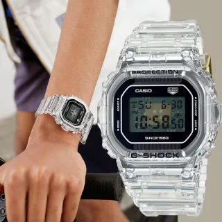 【CASIO 卡西歐】G-SHOCK 40周年透明限量版透視機芯手錶(DW-5040RX-7)