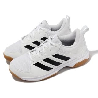 【adidas 愛迪達】排球鞋 Ligra 7 M 男鞋 女鞋 白 黑 膠底 室內運動 羽桌球鞋 運動鞋 愛迪達(GZ0069)