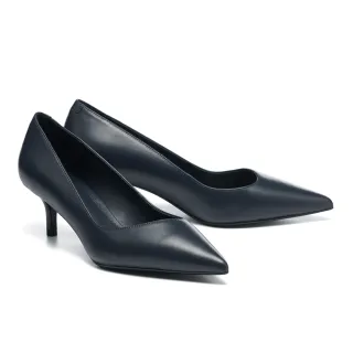 【AS 集團】極簡質感純色羊皮尖頭高跟鞋(藍)