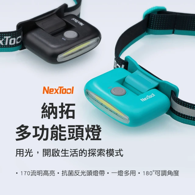 小米有品 NexTool 納拓多功能頭燈 黑色(頭燈 露營 帽燈 車燈 警示燈 照明燈 自行車燈)