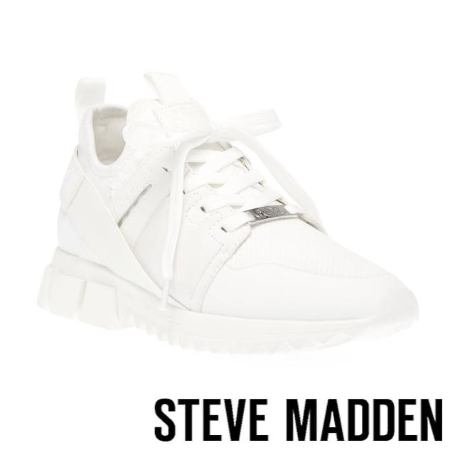 【steve madden】DECEND 拼接綁帶休閒鞋(白色)