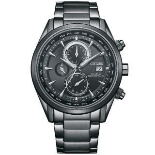 【CITIZEN 星辰】GENTS 電波計時 光動能腕錶 43mm 黑(AT8265-81E)