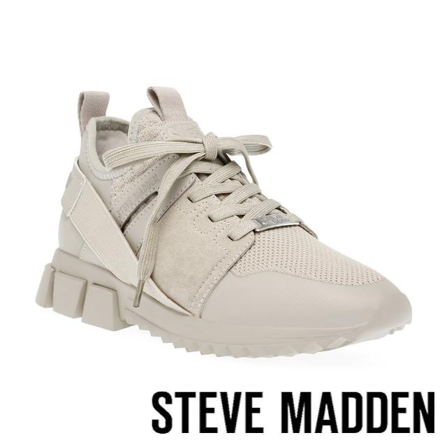 【steve madden】DECEND 拼接綁帶休閒鞋(杏灰色)