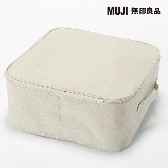 【MUJI 無印良品】聚酯纖維麻收納箱/正方形/小/附蓋(4入組)