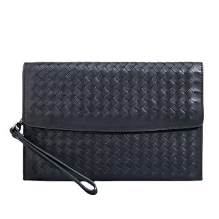 【巴黎精品】現貨+預購 真皮公事包手提包真皮革手拿包側揹包(牛皮編織薄款錢包信封包a1ca52)