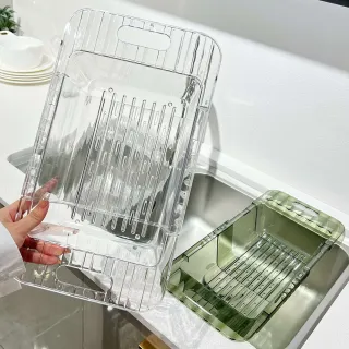 【Nil】多功能可伸縮瀝水籃 家用廚房水槽濾水籃 蔬果/碗碟瀝水架 洗菜籃