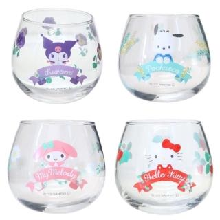 【小禮堂】三麗鷗 無把玻璃杯 290ml HELLO KITTY 美樂蒂 酷洛米 帕恰狗(平輸品) 凱蒂貓