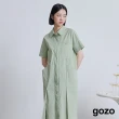 【gozo】工裝風後鬆緊綁帶開襟洋裝(兩色)