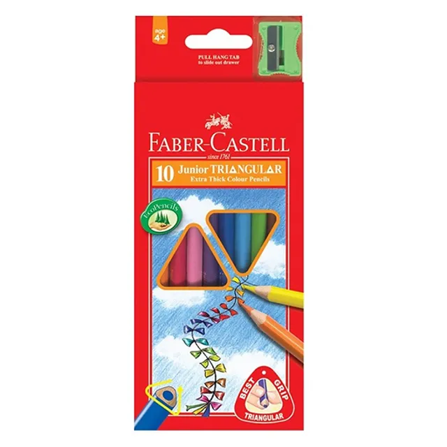 Faber-Castell】德國輝柏10色大三角色鉛筆附筆削開學文具- momo購物網