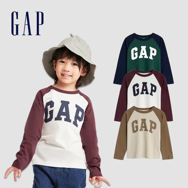 【GAP】男幼童裝 Logo純棉圓領長袖T恤-多色可選(784987)