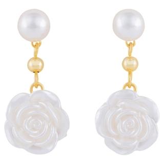 【MARIGOLD 美爾朵】925純銀珍珠玫瑰耳環(玫瑰金)