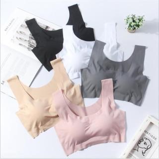【D.studio】舒適好穿冰絲涼感軟Q無痕乳膠背心(有胸墊免穿內衣 小可愛 運動背心 上衣 冰淇淋背心 睡衣)