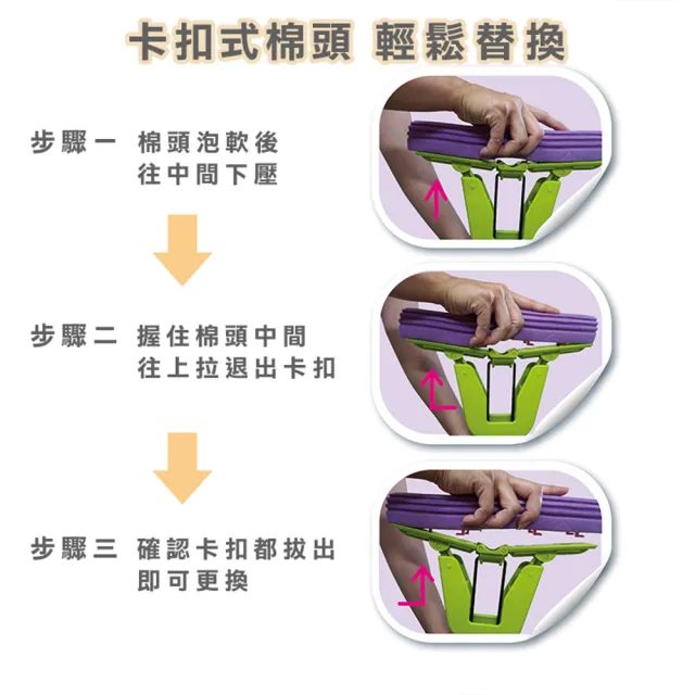 【多麼潔】台灣製Y型伸縮膠棉拖把(超值1拖4棉)