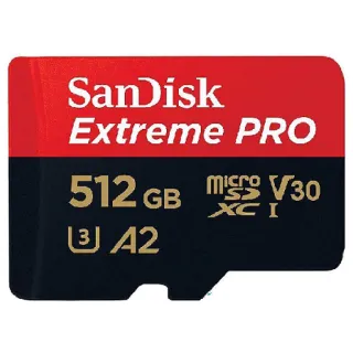 【SanDisk 晟碟】512GB Extreme Pro microSDXC 200MB/s 4K U3 A2 V30記憶卡