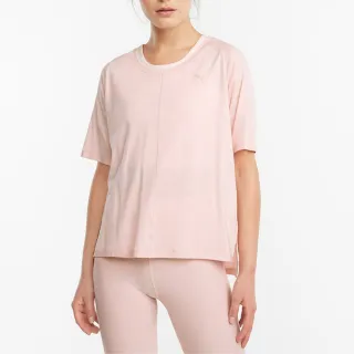 【PUMA】短袖 上衣 T恤 運動 休閒 女 瑜珈系列Studio 寬鬆 粉色 歐規(52109336)