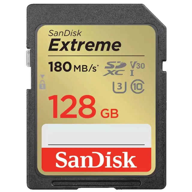 【SanDisk 晟碟】128GB SDXC Extreme 180MB/s 4K U3 V30 C10 相機記憶卡