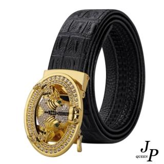 【Jpqueen】個性全真牛皮男用自動扣皮帶腰帶(金色)