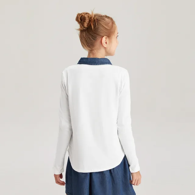 【GAP】女童裝 純棉趣味圓領長袖T恤-白色(793897)